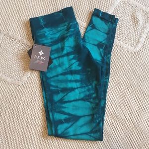 NWT - NUX yoga leggings tie dye teal and blue - S